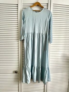 🌸 Aritzia Little Moon Baby Blue Ruffled Maxi Dress 🌸